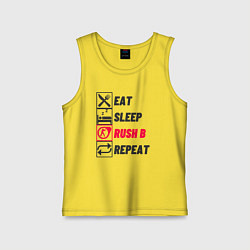 Майка детская хлопок Eat sleep rush b repeat, цвет: желтый