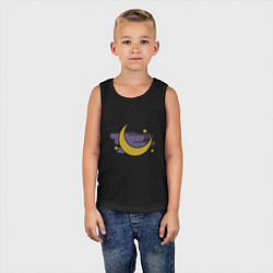 Майка детская хлопок Месяц и звезды, цвет: черный — фото 2