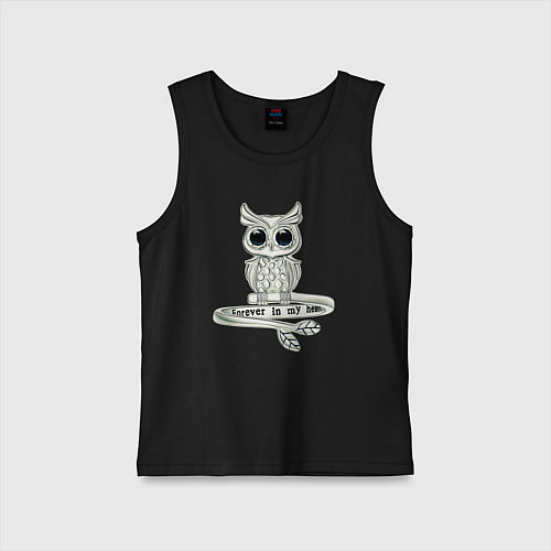 Детская майка Серебряная сова на кольце / Черный – фото 1