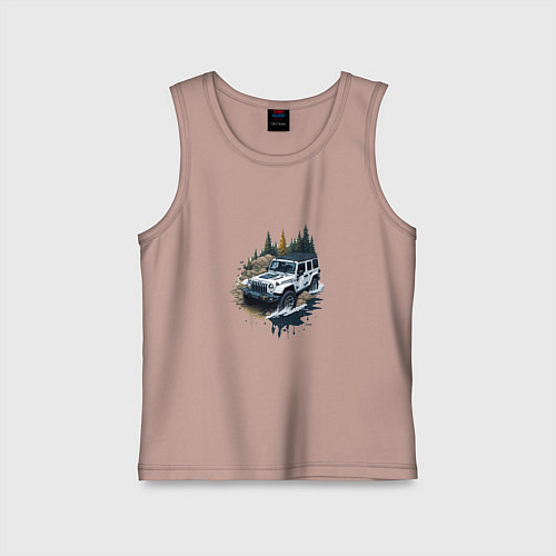 Детская майка На джипе по России / Пыльно-розовый – фото 1