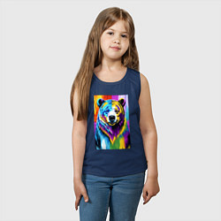 Майка детская хлопок Морда медведя - поп-арт - нейросеть, цвет: тёмно-синий — фото 2