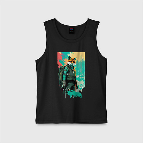 Детская майка Лис-геолог - нейросеть / Черный – фото 1