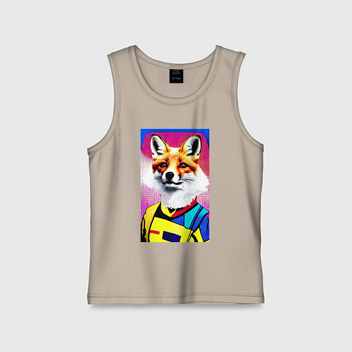 Детская майка Fox - pop art - fashionista / Миндальный – фото 1