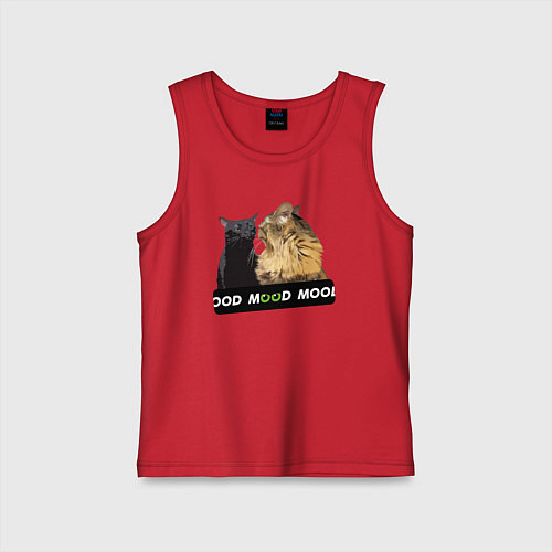 Детская майка Черный и рыжий кот - Mood / Красный – фото 1