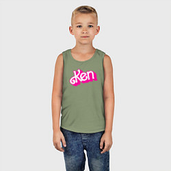 Майка детская хлопок Логотип розовый Кен, цвет: авокадо — фото 2