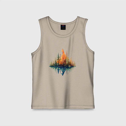 Детская майка Геометрический лес / Миндальный – фото 1