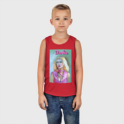 Майка детская хлопок Портрет Барби - Марго Робби, цвет: красный — фото 2