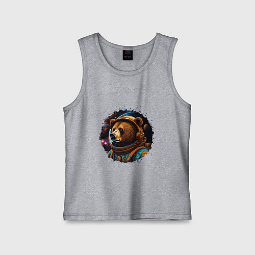 Детская майка Медведь космонавт / Меланж – фото 1