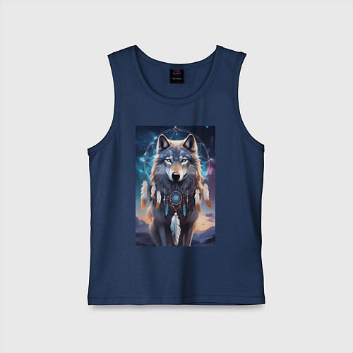 Детская майка Шаман волк / Тёмно-синий – фото 1