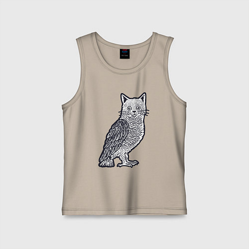 Детская майка Кошка сова / Миндальный – фото 1