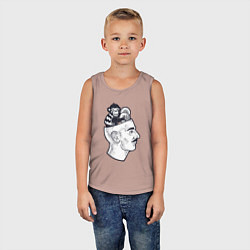 Майка детская хлопок Обезьянка в голове, цвет: пыльно-розовый — фото 2