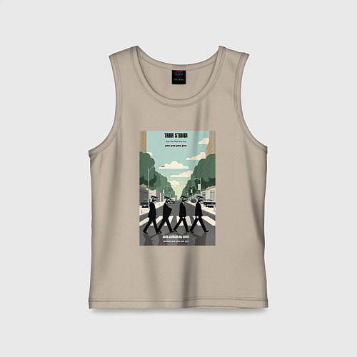 Детская майка Skibidi toilet Beatles cameramen / Миндальный – фото 1