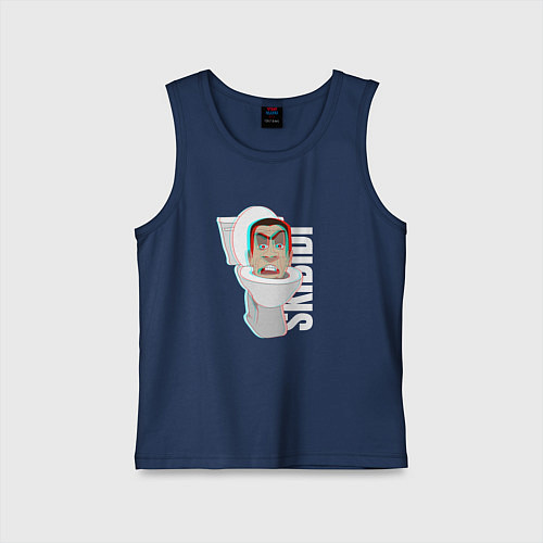 Детская майка Skibidi Toilet G-toilet / Тёмно-синий – фото 1