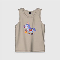 Майка детская хлопок Голубая лошадка, цвет: миндальный