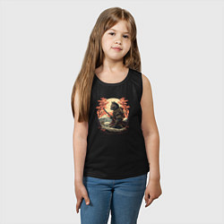 Майка детская хлопок Японский самурайский кот, цвет: черный — фото 2