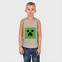 Майка детская хлопок Minecraft creeper face, цвет: миндальный — фото 2