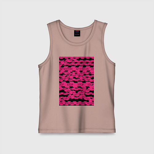 Детская майка Розовая стоп лента Абстракция с заградительной лен / Пыльно-розовый – фото 1