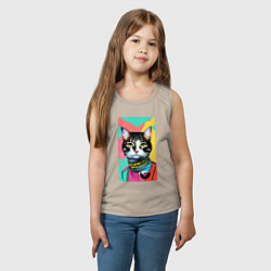 Майка детская хлопок Pop art cat - neural network, цвет: миндальный — фото 2