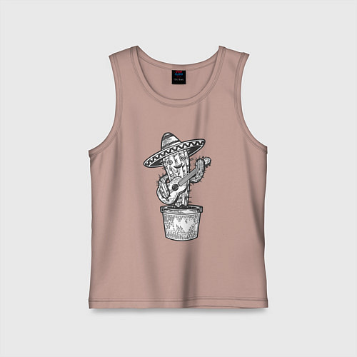 Детская майка Кактус с гитарой / Пыльно-розовый – фото 1