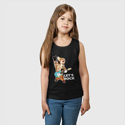 Майка детская хлопок Let s rock Котик рокер, цвет: черный — фото 2