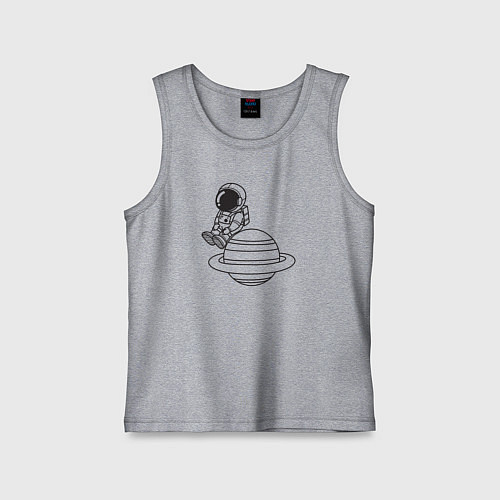 Детская майка Космонавт сидит на планете / Меланж – фото 1