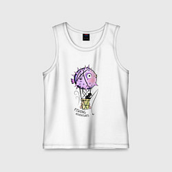 Майка детская хлопок Воздушный шар из рыбы фугу и рыбак с удочкой, цвет: белый