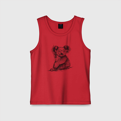 Детская майка Коала сидит на бревне / Красный – фото 1