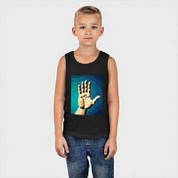Майка детская хлопок Приветствие рукой, цвет: черный — фото 2