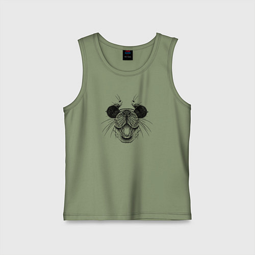 Детская майка Морда морского котика в очках / Авокадо – фото 1