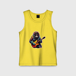 Майка детская хлопок Обезьяна с гитарой, цвет: желтый