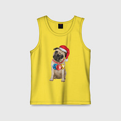 Майка детская хлопок Новогодний мопс, цвет: желтый