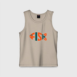 Майка детская хлопок Большая рыба, цвет: миндальный