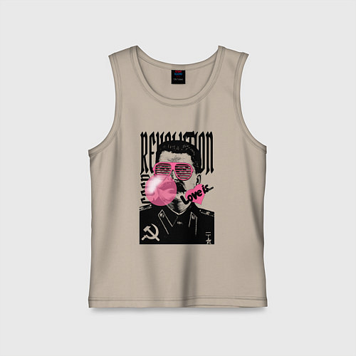 Детская майка Сталин любовь революция и жвачка / Миндальный – фото 1