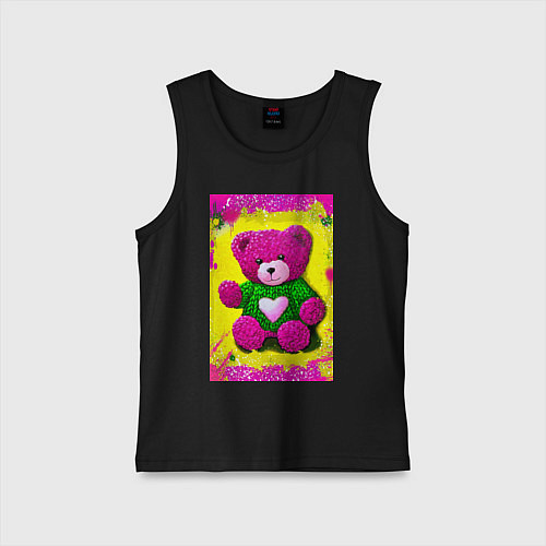 Детская майка Розовый мишка плюшевый / Черный – фото 1