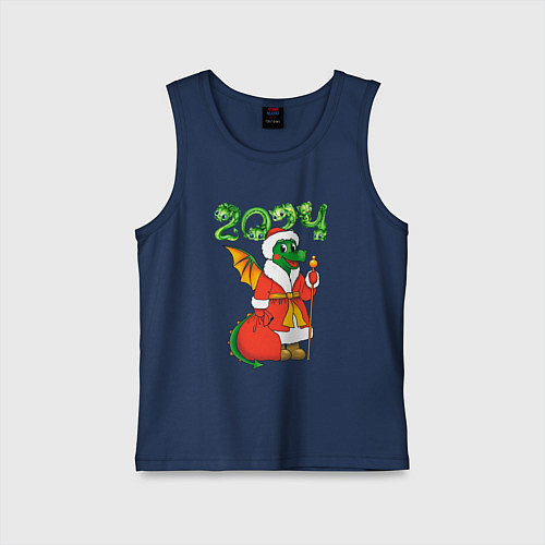 Детская майка Дракон дед Мороз / Тёмно-синий – фото 1