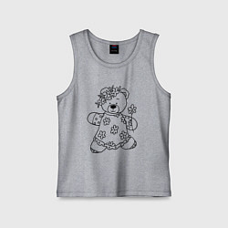Майка детская хлопок Мишка с ромашками - раскраска, цвет: меланж