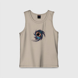 Майка детская хлопок Черная дыра с планетами и звездами, цвет: миндальный