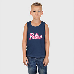 Майка детская хлопок Полина в стиле Барби - объемный шрифт, цвет: тёмно-синий — фото 2