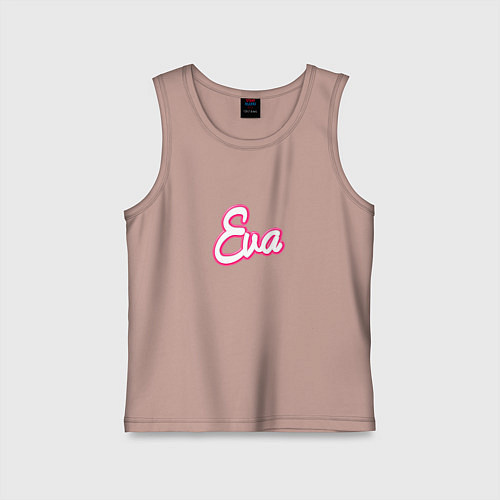 Детская майка Ева в стиле барби - объемный шрифт / Пыльно-розовый – фото 1