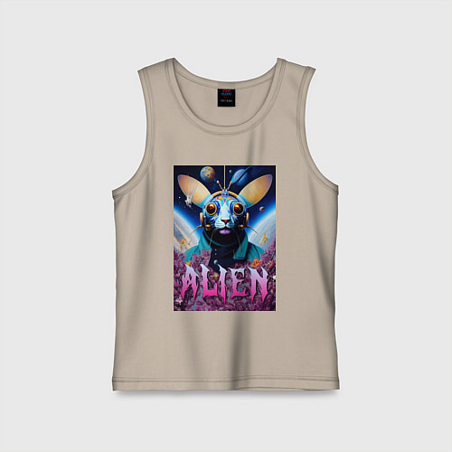 Детская майка Галактический кот - нейросеть / Миндальный – фото 1