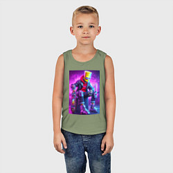 Майка детская хлопок Барт Симпсон крутой скейтбордист - нейросеть, цвет: авокадо — фото 2