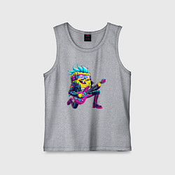 Майка детская хлопок Губка Боб - рок гитарист - нейросеть, цвет: меланж