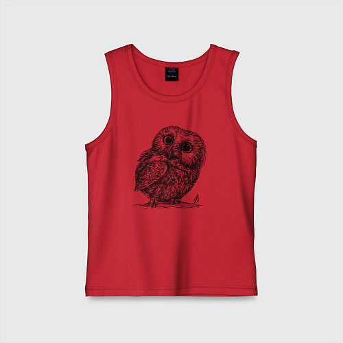 Детская майка Совёнок гравюра / Красный – фото 1