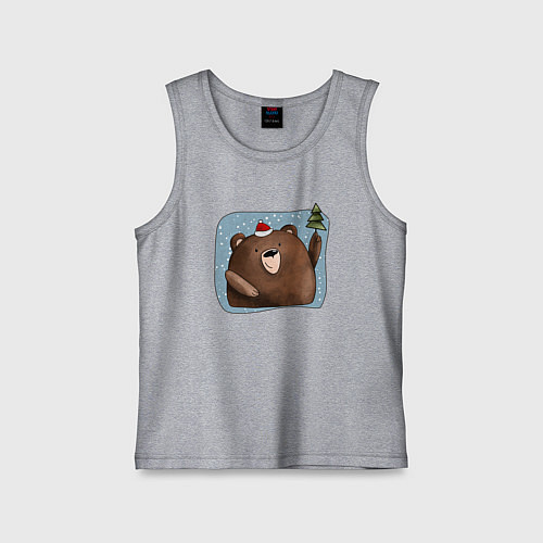 Детская майка Медведь и елка / Меланж – фото 1