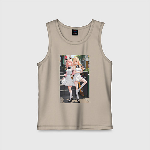 Детская майка Милые аниме тян / Миндальный – фото 1