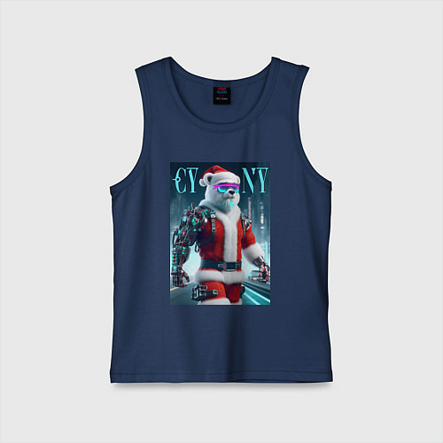 Детская майка Cyber new year - cyberpunk ai art / Тёмно-синий – фото 1