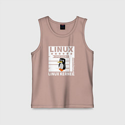 Майка детская хлопок Пингвин программист системы линукс, цвет: пыльно-розовый