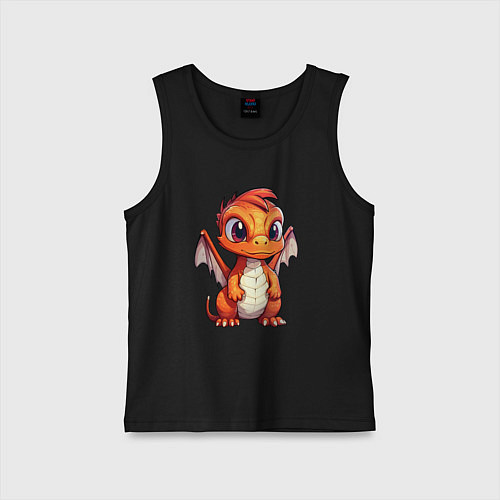 Детская майка Милый маленький новогодний дракон 2024 / Черный – фото 1