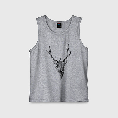 Детская майка Олень гравюра / Меланж – фото 1