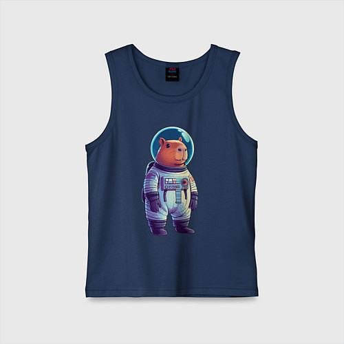 Детская майка Капибара бравый космонавт / Тёмно-синий – фото 1